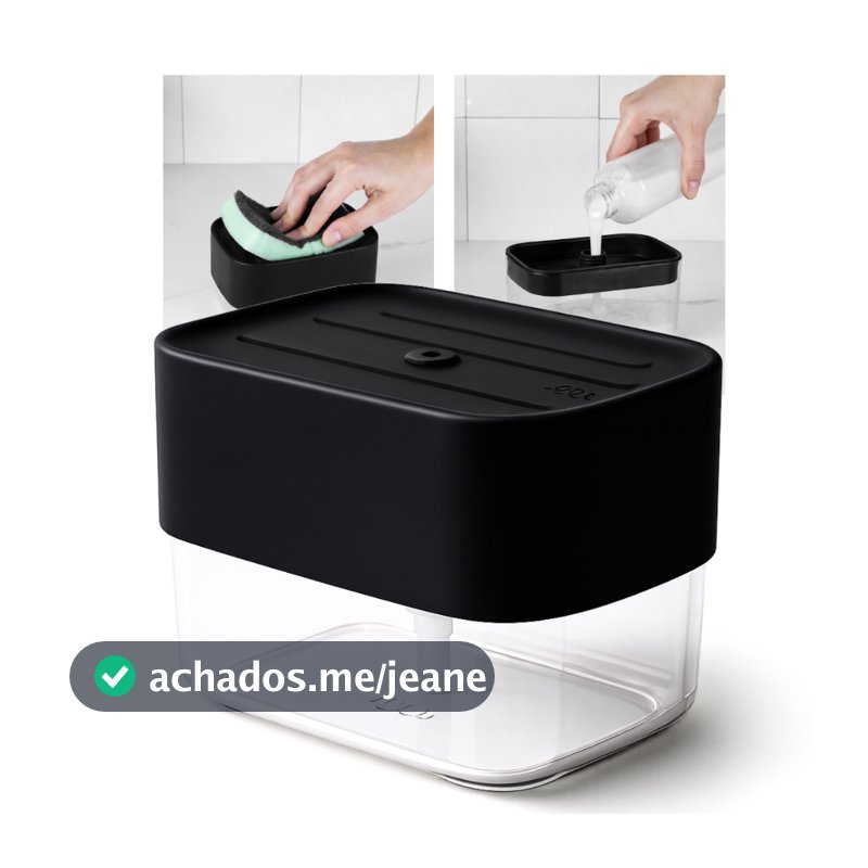 Dispenser de Detergente 500ml com Porta Esponja Trium OU – Organizador de Pia Cozinha Premium Antidesperdício