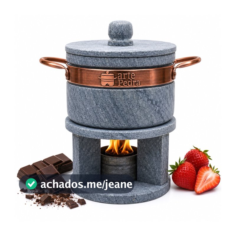 Fondue De Pedra Sabão 500 Ml Ideal P/ Queijo E Chocolate