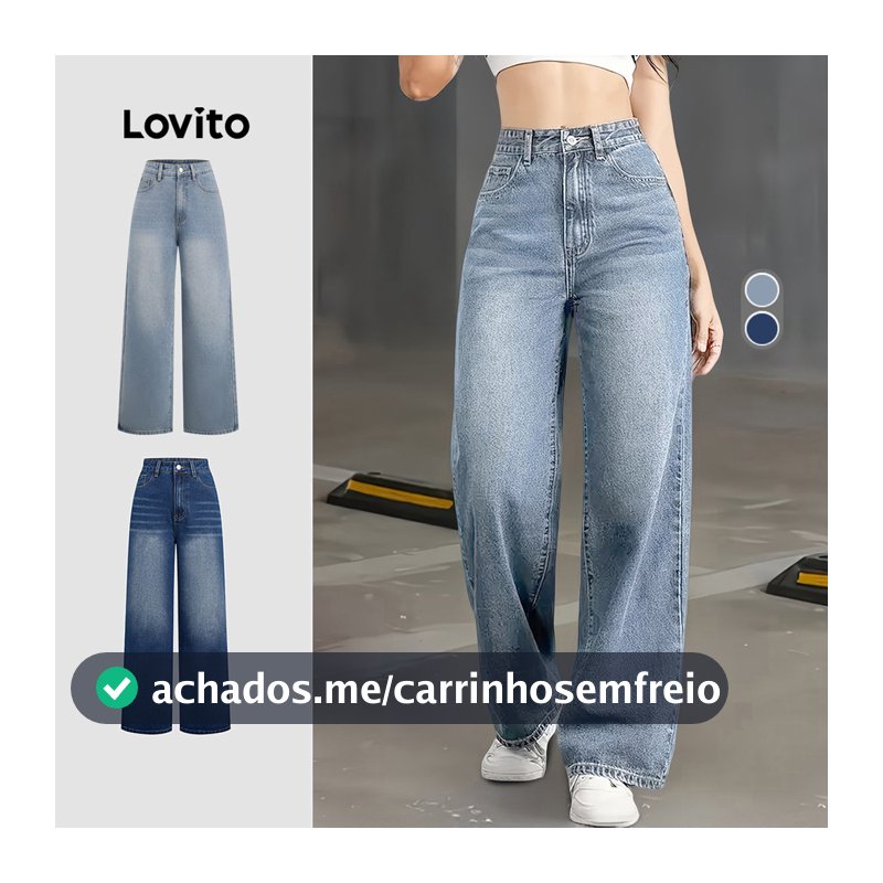 Lovito Casual Jeans Azuis Simples para Mulheres primavera/verão LK5ED303