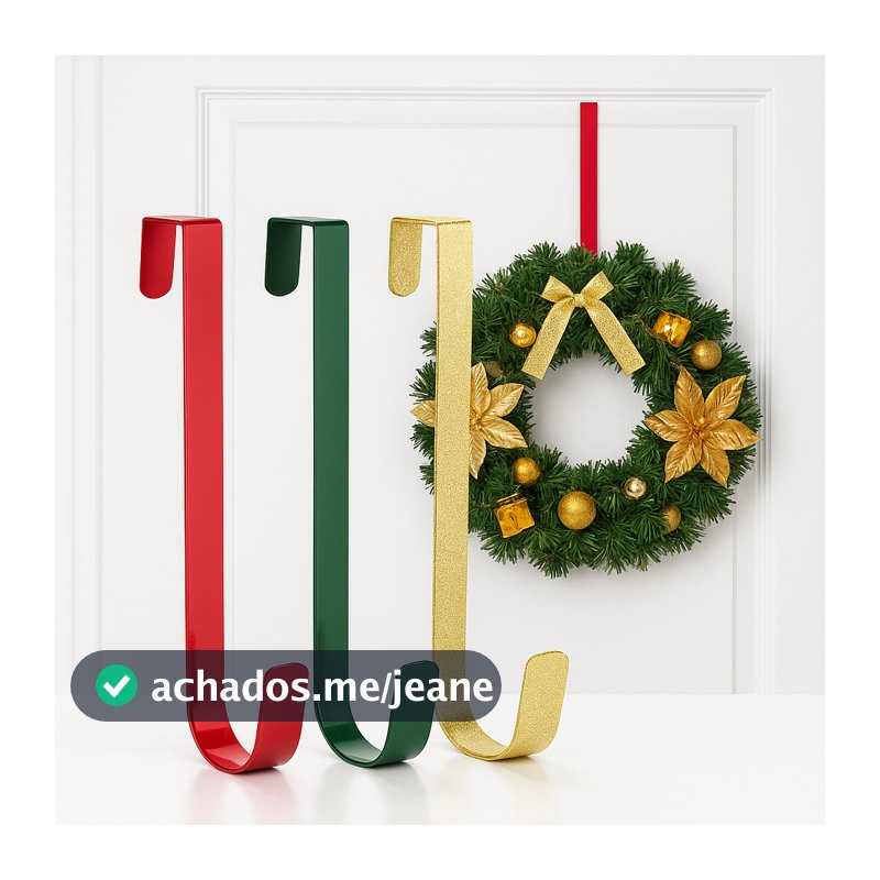 Suporte De Porta Guirlanda de Natal Luxo Estilo Gancho 35cm Grande Glitter Brilho Enfeite Decoração