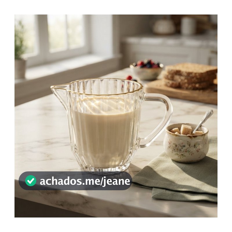 Leiteira de Cristal Wolff Império 220ml com Fio de Ouro para Servir Leite Molhos e Caldas Cozinha Mesa Posta Jantar Luxo