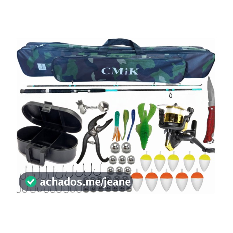 Kit Pesca Completo Profissional Bolsa Vara Molinete Anzol Isca Estojo