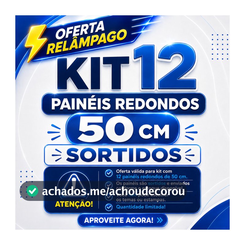 Kit 12 Painéis Redondos Sortidos 50x50 cm Tecido Sublimado - OFERTA RELÂMPAGO
