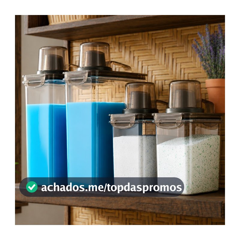 Kit 4 Potes Dispenser Lavanderia Porta Sabão Amaciante Condimentos Cozinha 3L e 1,9L c/ Bico Dosador