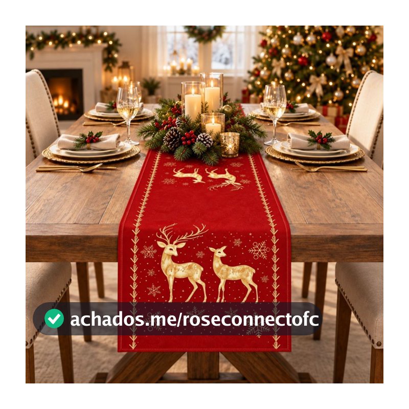 Trilho Caminho de Mesa Natalino Retangular Ceia de Natal Mesa Posta Decorativa Estampada
