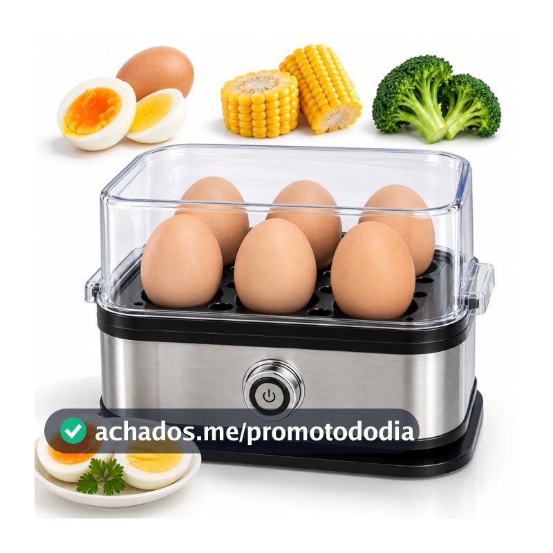 Cozedor de Ovos Elétrico 6 Ovos a Vapor 200W Aço Inoxidável com Proteção contra Seco 110V 220V