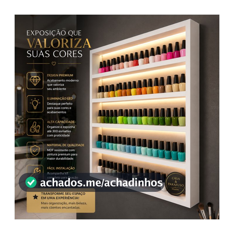Nicho Expositor de Esmaltes Organizador de Parede para Salão de Beleza Manicure -1