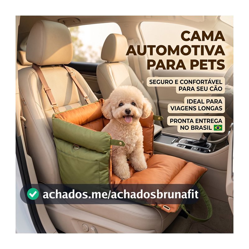 Assento de Carro Pet 2 em 1 Bolsa Transporte Caminha Multiuso Cachorro Pequeno Resistente 50cm Preto Azul Verde