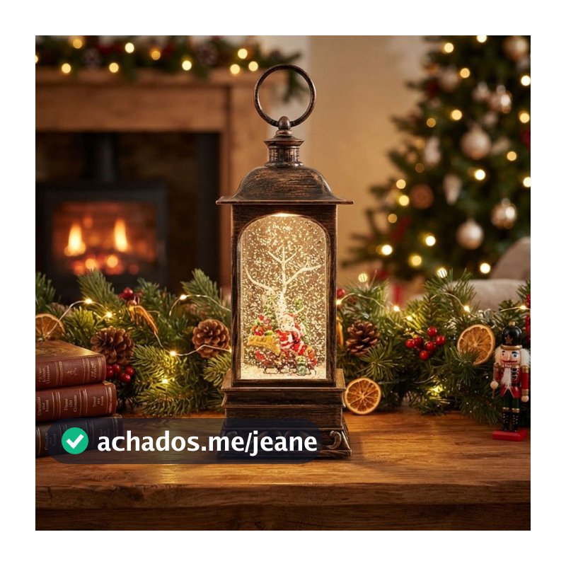 Lamparina De Natal Musical Com Luz Led Papai Noel