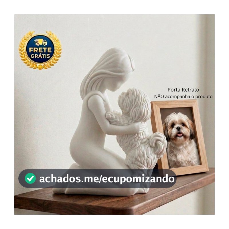 Escultura Amor Incondicional Mulher E Cachorro Shih tzu Homem e Shih tzu Pet Estátua Decoração Casa Lindo Presente