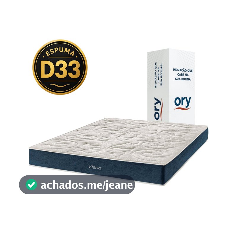 Colchão de Espuma Ortopédico D33 a Vácuo Conforto Firme Tecido Jacquard Lateral em Suede Ory Viena