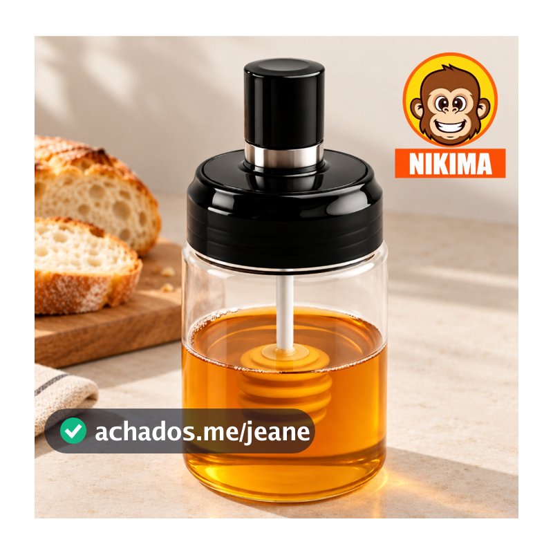 Meleira de Vidro Wolff com Tampa e Pegador Para Mel 220ml