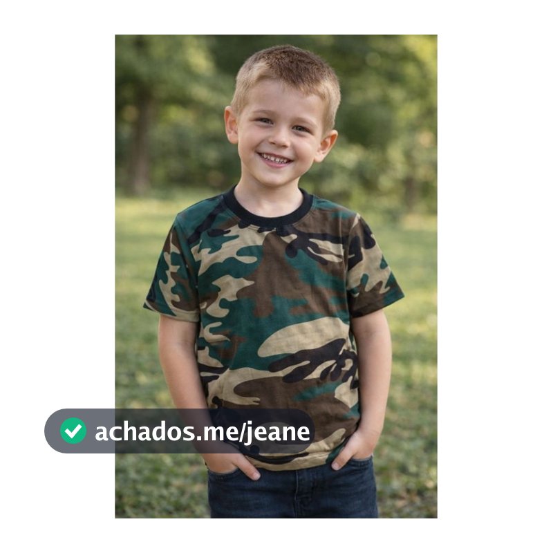 Camiseta Camuflada Malha Algodão Tamanho 4 6 8 10