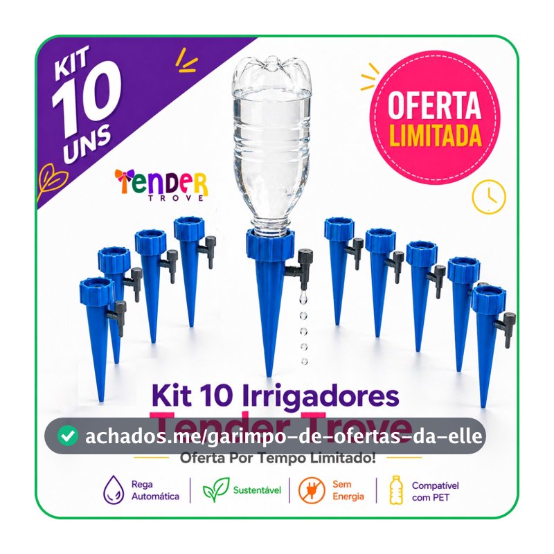 🌱 Kit 10 Irrigadores Gotejadores Garrafa Pet Automático Planta Horta Jardim Sustentável Tender Trove