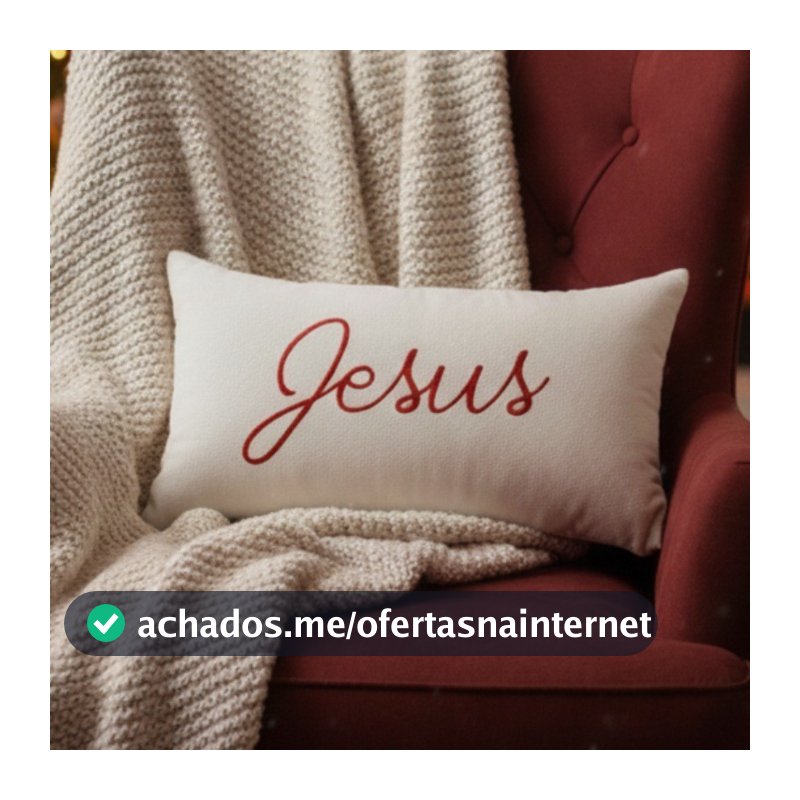 Capa de Almofada Jesus Bordada em Boucle Off White 30x50