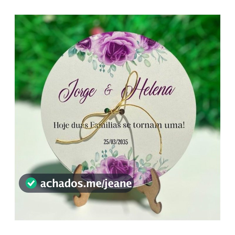 Porta Aliança Personalizado para Casamento com Estampa de Flores Roxas