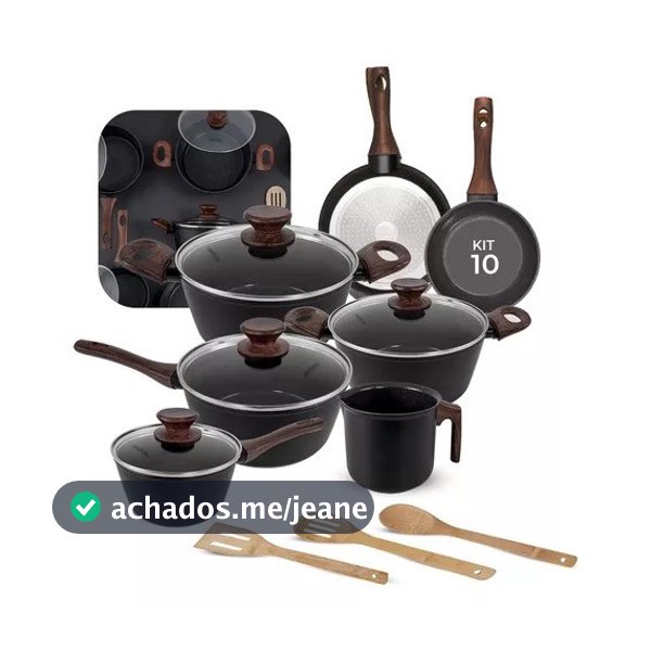 Jogo De Panelas Antiaderente Cerâmica Mimo Style 10 Peças Black Premium
