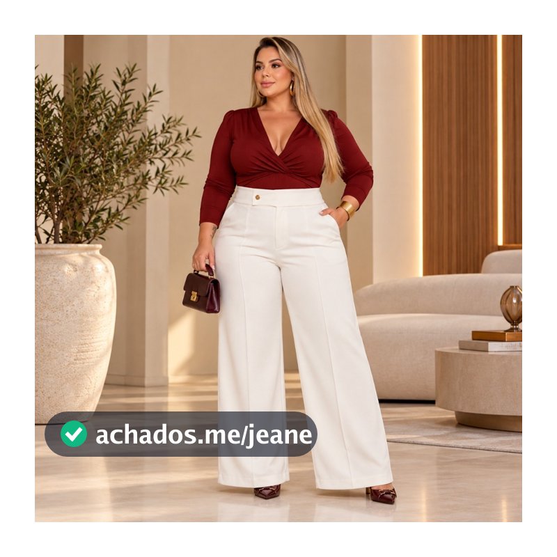 Calça Feminina Pantalona em Alfaiataria Plus Size Sofisticado e Versátil