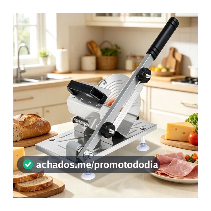 Fatiador de Carnes Manual em Aço Inox para Cozinha Doméstica e Cortes Precisos
