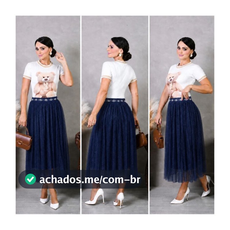Saia Tule Com Glitter Feminina Moda Evangélica Delicada Elegante Premium Luxo Maravilhosa Para Congressos e Eventos