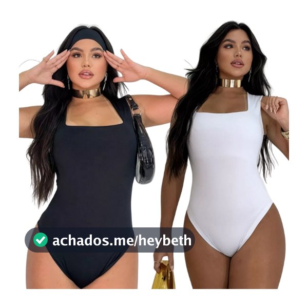 Kit 2 Body Feminino Decote Quadrado Alças Grossas Casual Elegante