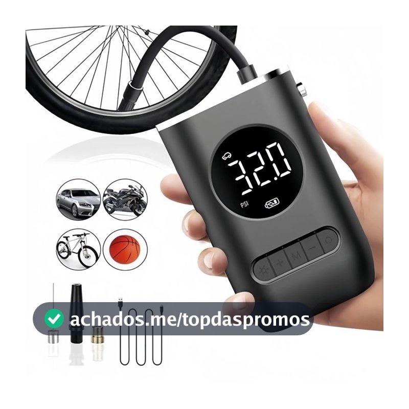 Mini Compressor de Ar Portatil Recarregavél Digital USB Calibrador Pneu Envio Imediato-JACKCELL