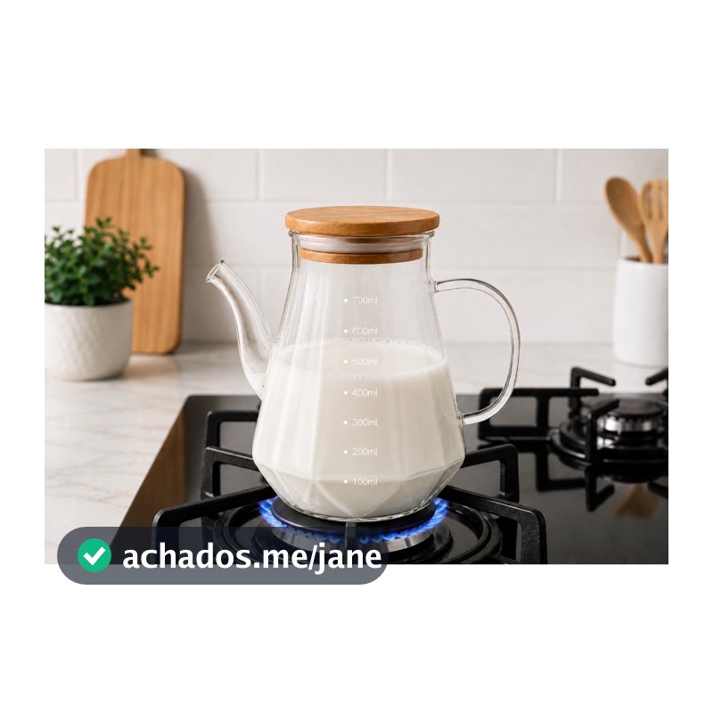 Bule Jarra de Vidro Borossilicato 750ml para Café Chá Leite Resistente ao Calor