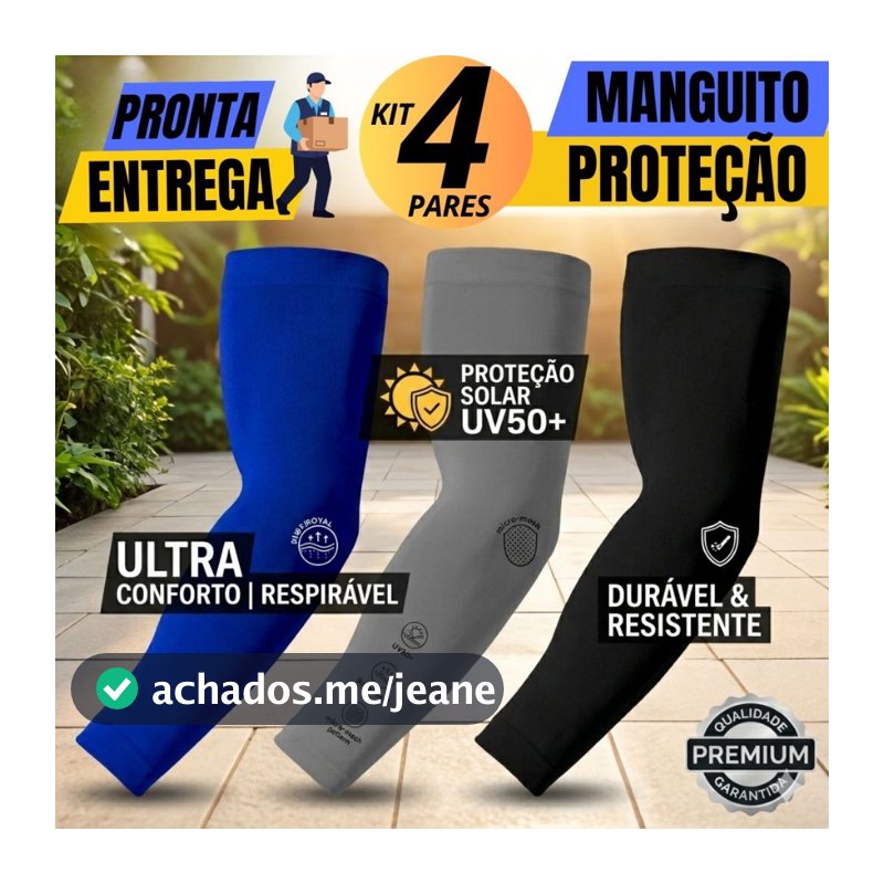 Kit 4 Manguito Proteção Solar UV Segunda Pele Pares Mangote Motoboy Manga Moto Ciclista Motoboy