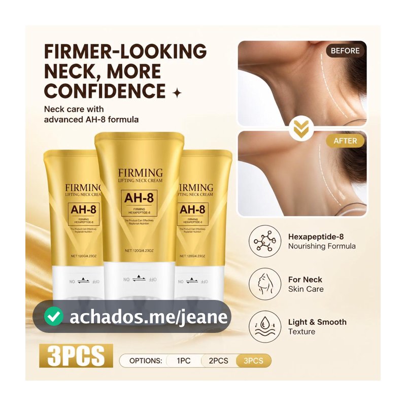 Creme Firmador de Pescoço AH-8 Avançado 120 g – Efeito Lifting & Antienvelhecimento | Com Glicerina, Não Oleoso, Rápida