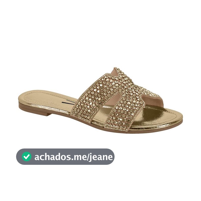 Sandalia Feminina Rasteira Brilho Casual Conforto Vizzano Original