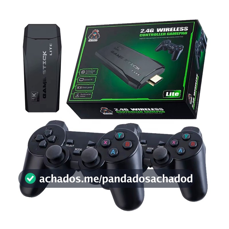 Videogame Stick 4K 64gb 2 Controles Sem Fio Console Portatil Jogos Retro Antigo
