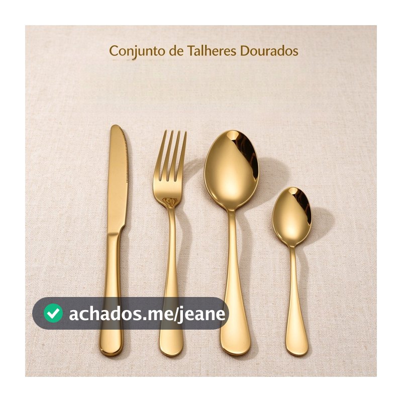 24/48 Talheres Individuais Faca Garfo Colher Sobremesa Inox Para Cozinha Dourado