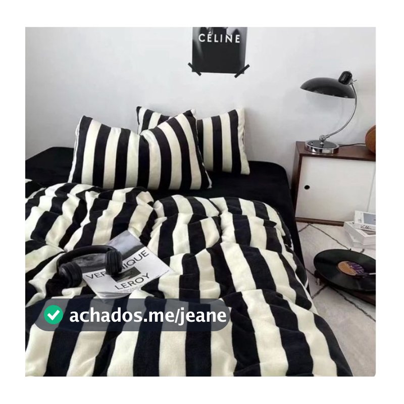 Edredom listrado preto e branco casal - edredom de listrado fofo - edredom solteiro listrado - edredom Queen listrado