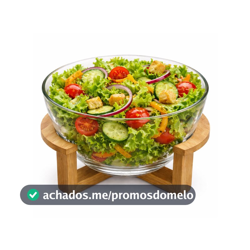 Saladeira De Vidro C/ Suporte De Madeira Bowl Sobremesa Tigela Mesa Cozinha 19cm