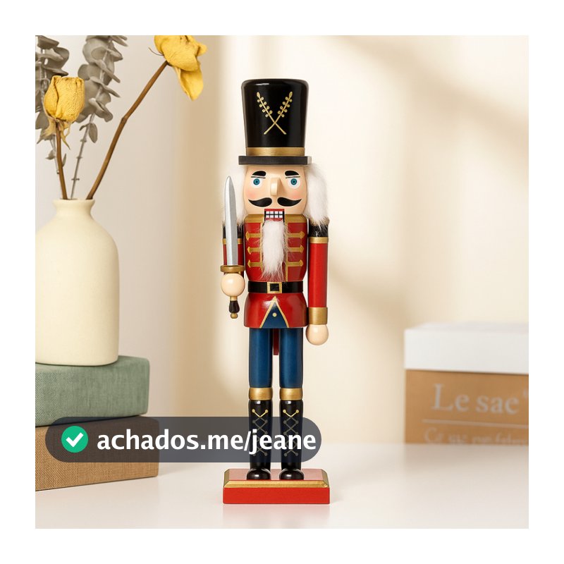 Boneco Soldado Quebra Nozes de Madeira 25cm enfeites de natal Decoração