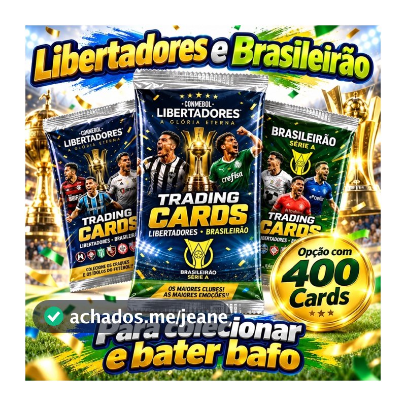 Cards – Colecionável até 400 Cards 100 Envelopes Futebol 2026 - Ideal para Bater Bafo