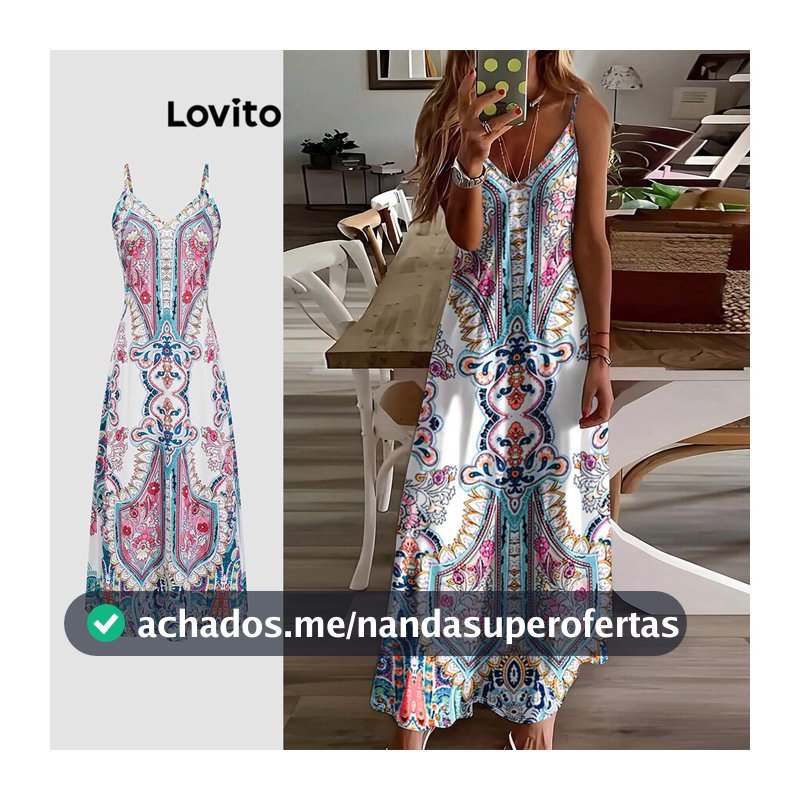Lovito Férias Vestido Com Estampa Floral Tribal Para Mulheres LBL18248