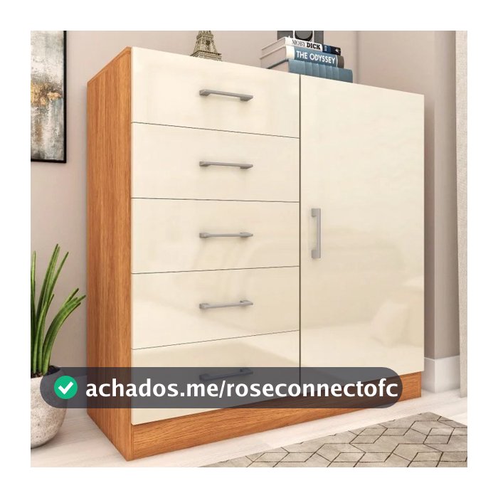 Cômoda Paolo 5 Gavetas 1 Porta Sapateira  Shark Móveis