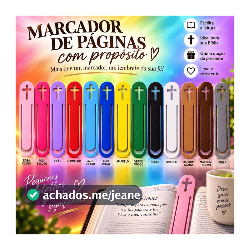Kit 10 | 20 | 50 | 60 Marcadores de Página Cristão Bíblia com Cruz Presente Lembrancinha Religiosa