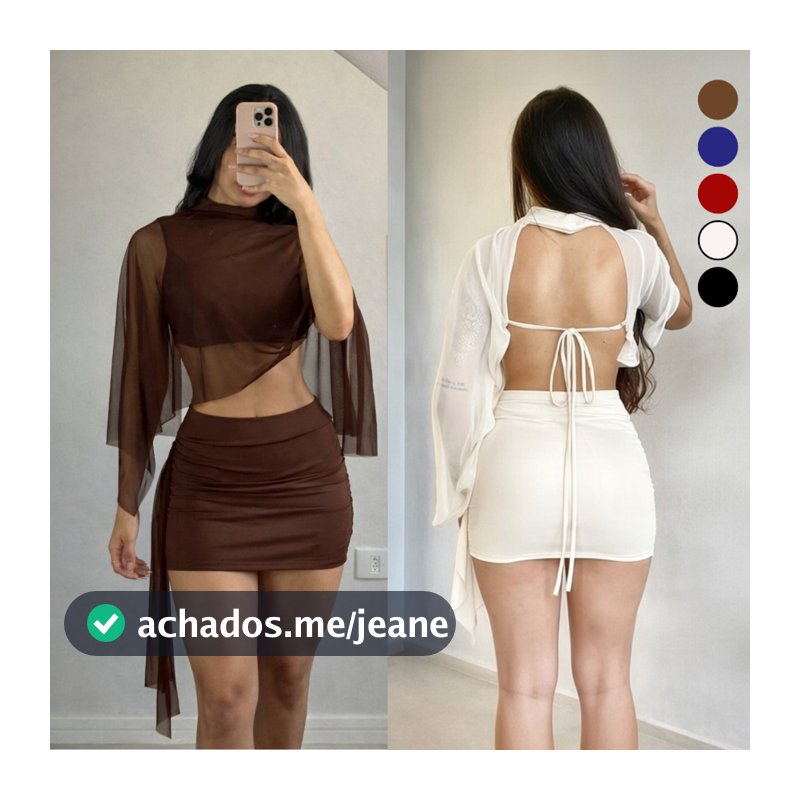 Conjunto Feminino Top E Saia Com Tule  Suplex Fluit Premium Moda Gringa Luxo Balada