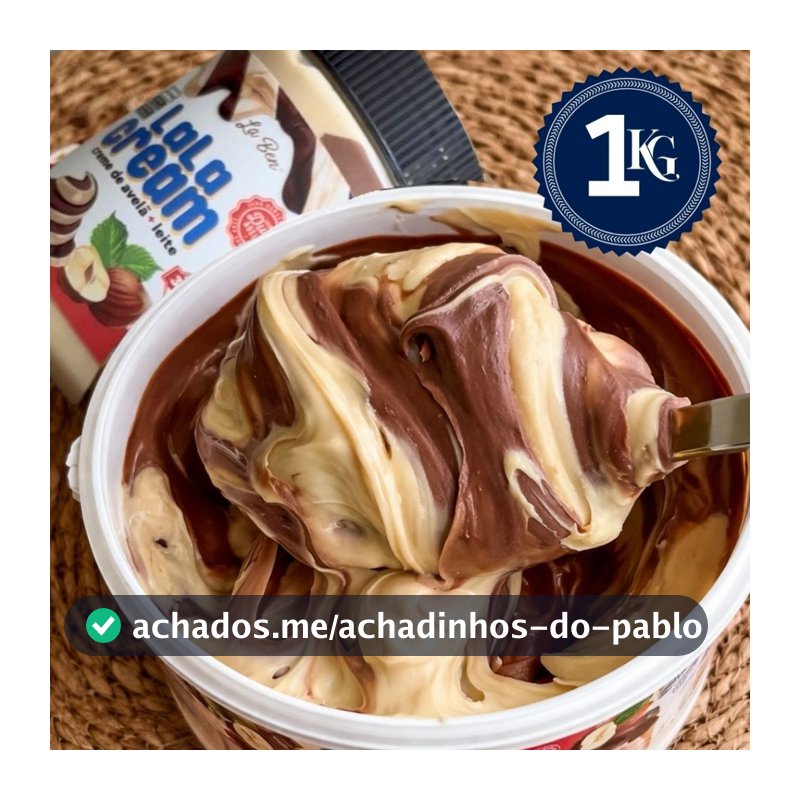 Creme LALA CREAM de Avelã com Cacau e  Chocolate Branco Pote de 1Kg - Doces no pote