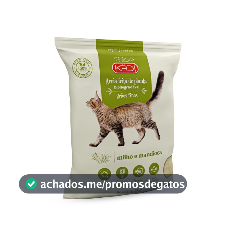 AREIA HIGIÊNICA BIODEGRADÁVEL KADI PARA GATOS GRÃOS FINOS 2KG