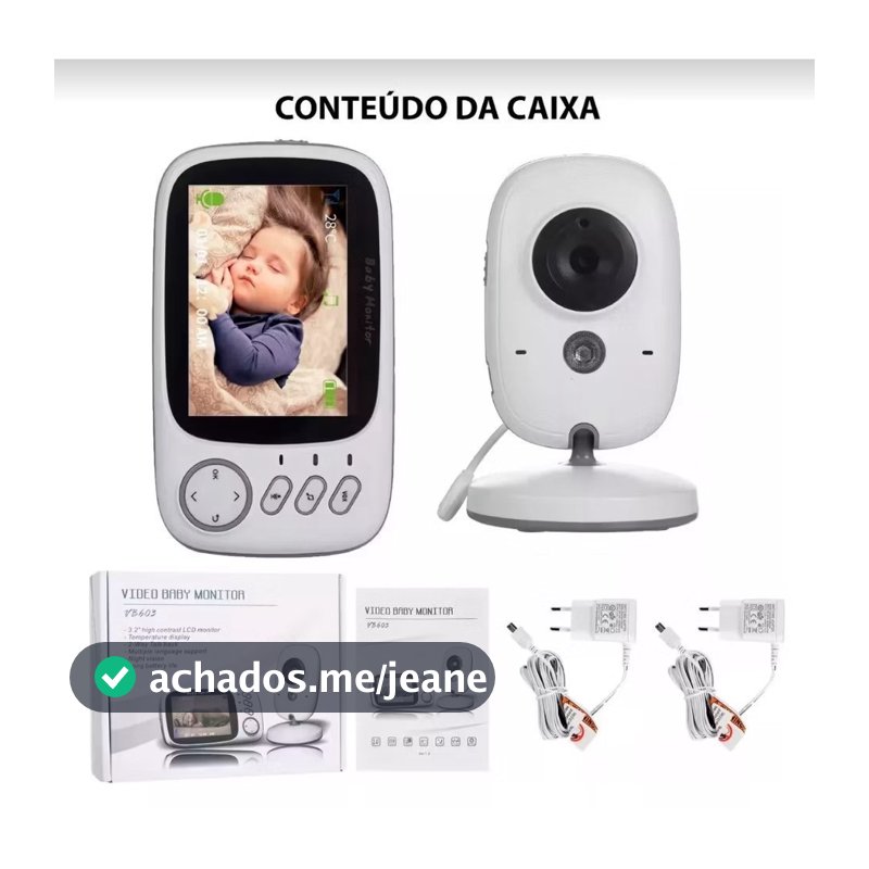 Babá Eletrônica com Monitor Visão Noturna Áudio Bidirecional Sensor de Temperatura Monitor Infantil Digital