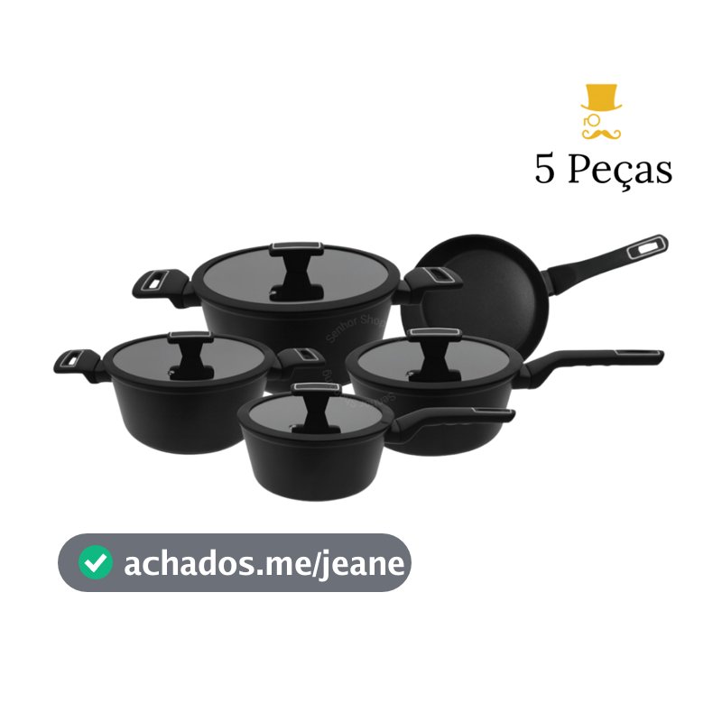Jogo De Panelas 5 Peças Por Indução Com Revestimento Antiaderente Cerâmico Soft Touch - Premium