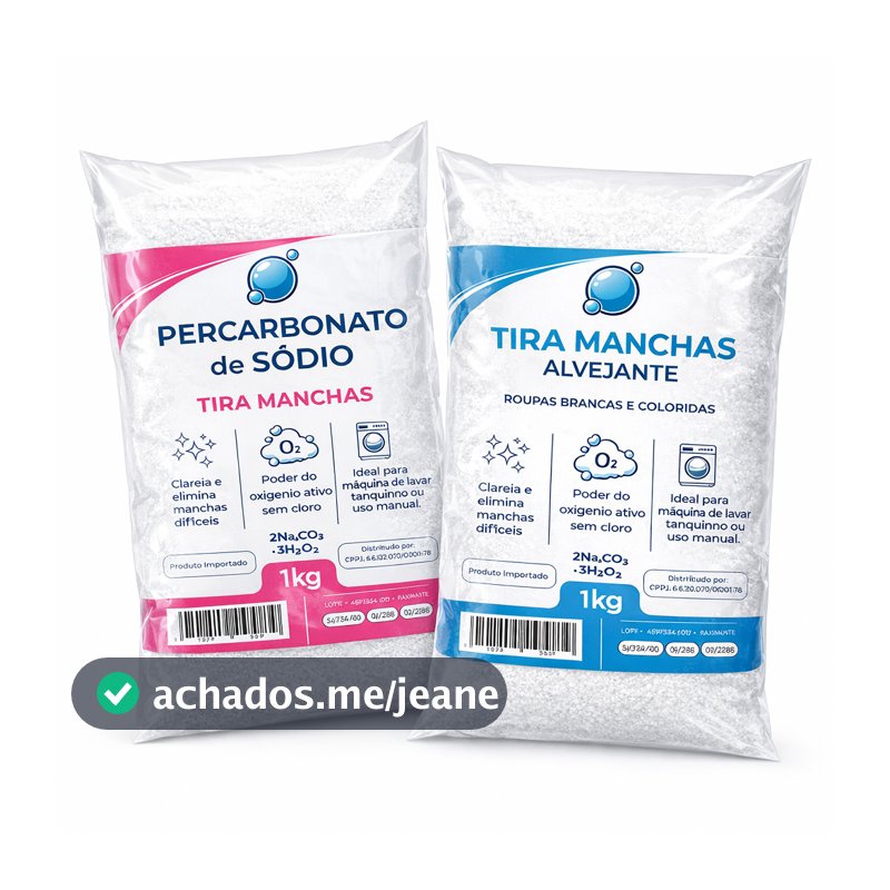 Tira Manchas Alvejante 1kg E Percarbonato de Sódio 1kg Remove Manchas