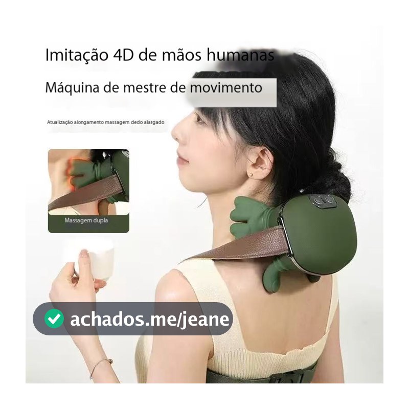 Massageador de Pescoço e Ombro 4D Elétrico Com Compressas Quentes Alívio de Dores Cervical Recarregável Portátil