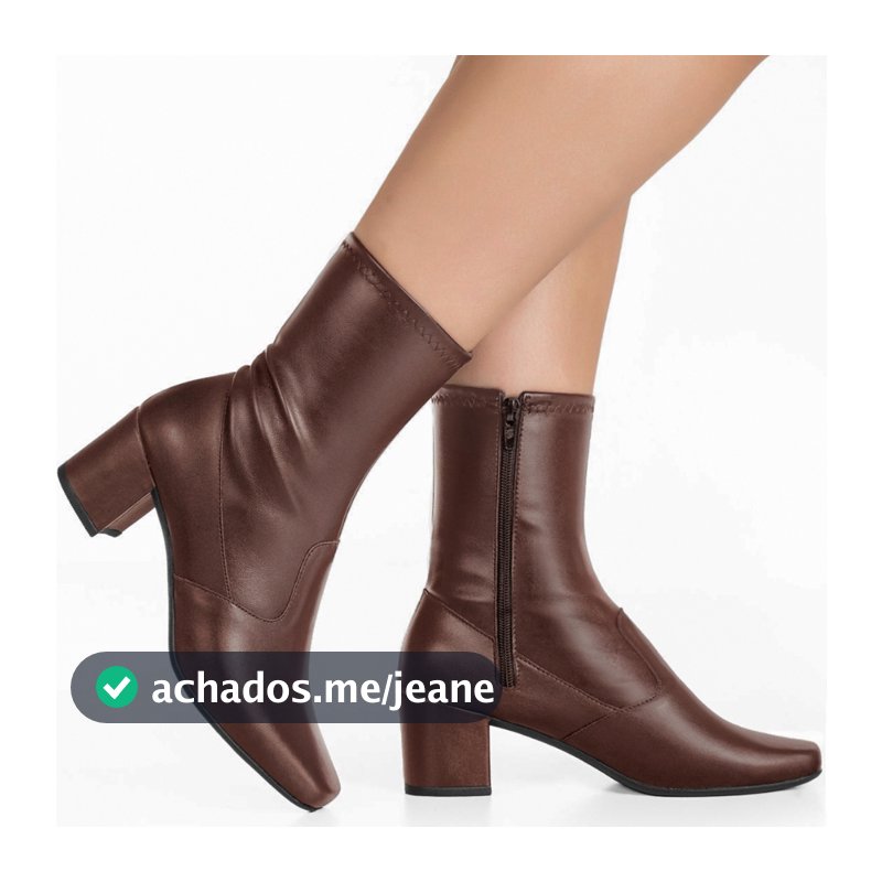 Bota feminina Gigil Bico Quadrado Salto Médio Com Zíper e Stretch Estica Na Perna