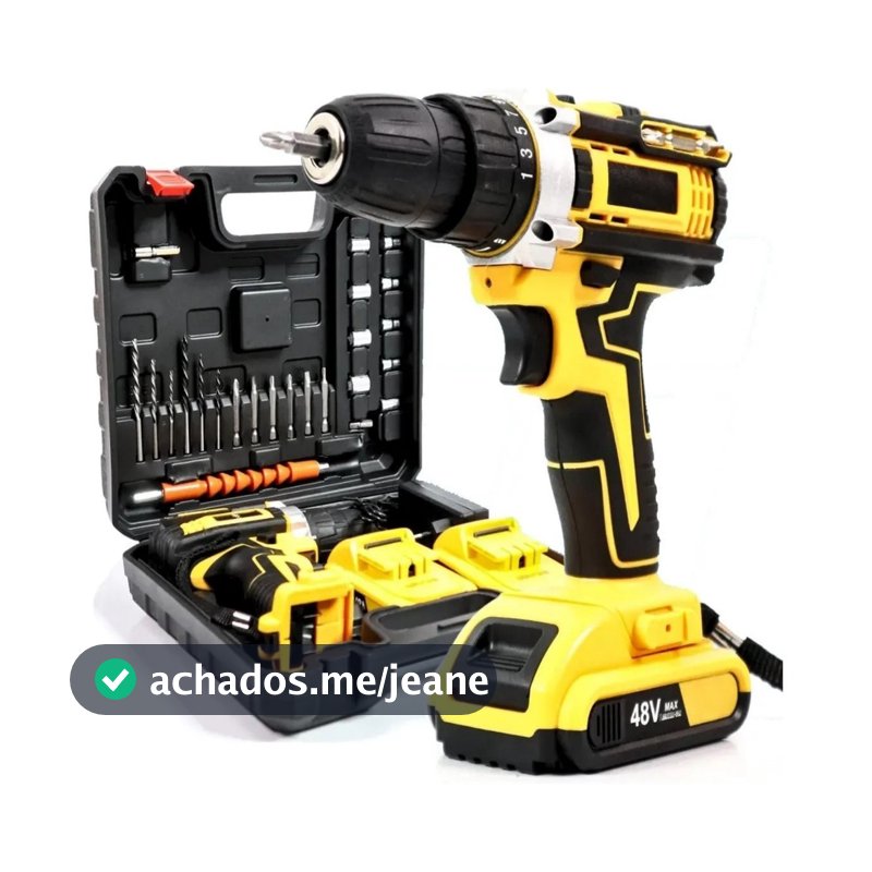 Parafusadeira Furadeira 2 Bateria 48V Com Maleta Bivolt Para Manutencao E Projetos DIY