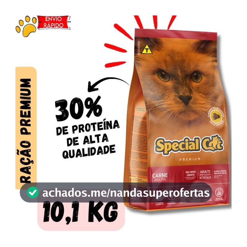 Ração Special Cat Premium Gatos Adultos sabor Carne 10.1Kg