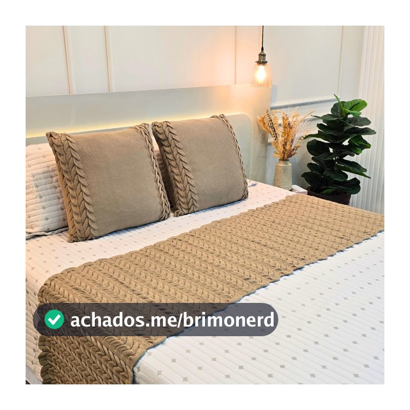 Peseira Manta Tricot Sofá Cama Casal Queen King Aconchego Home Decor - SOMENTE A PESEIRA